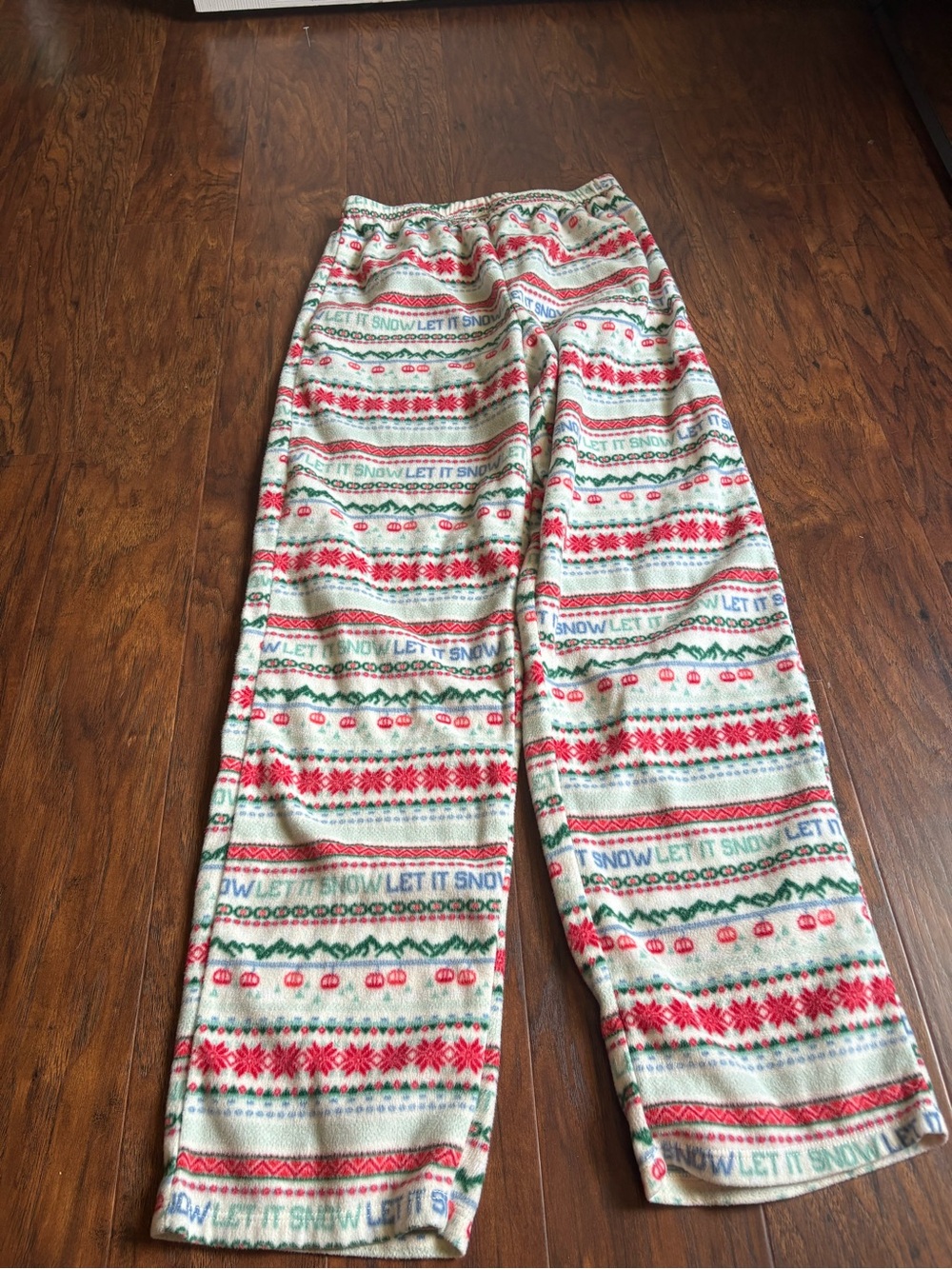 Wondershop Cream Holiday Print Fleece Sweatpants - Red & Green Accents